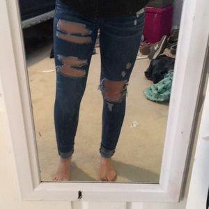 Dark wash ripped jeans